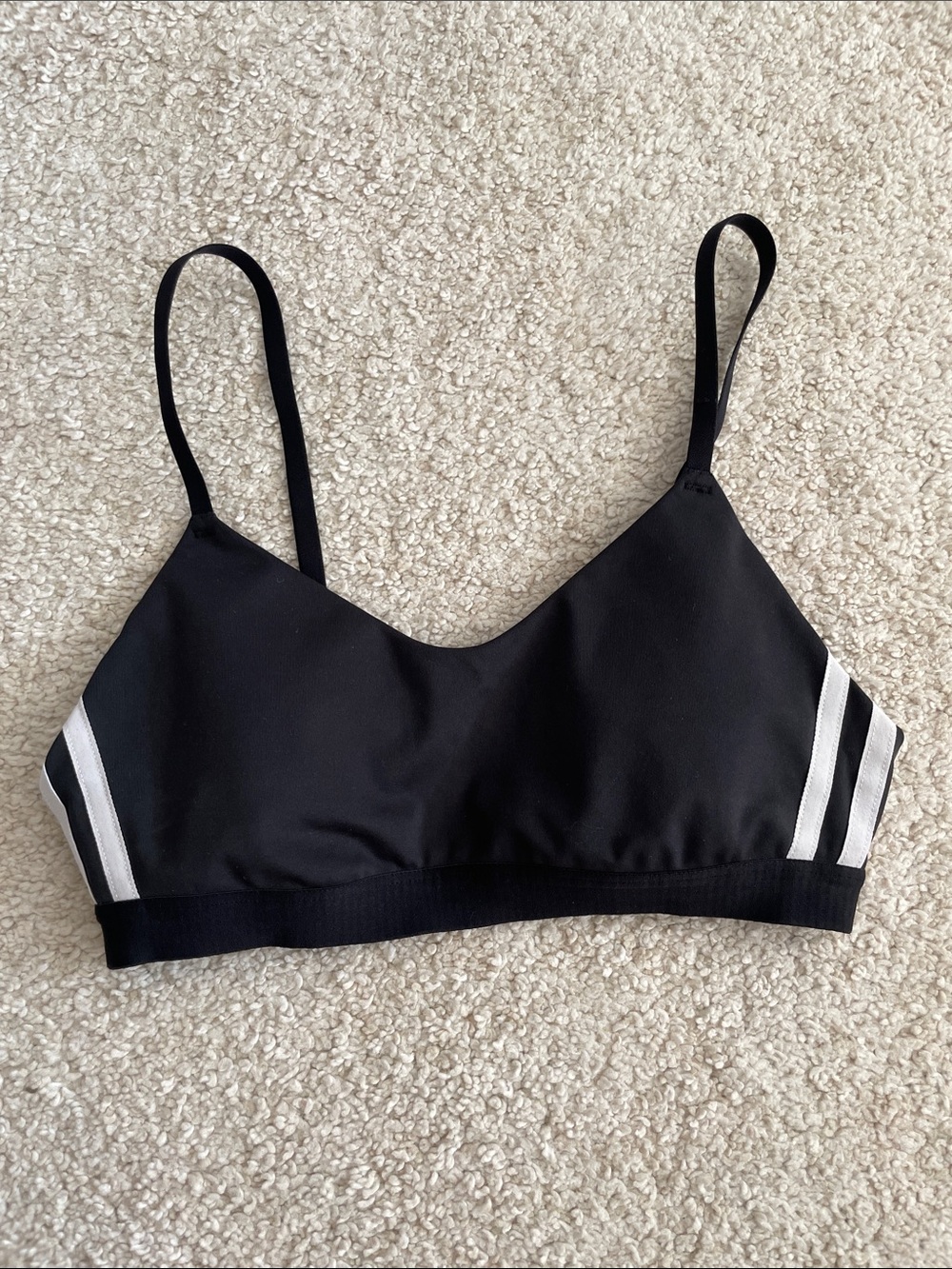 adidas Originals Black Sports Bra with White Stripes
